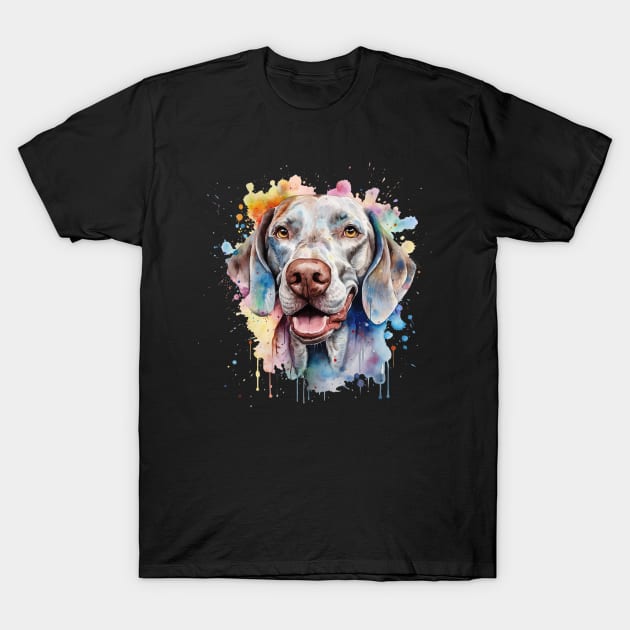 Weimaraner Bright Watercolor Painting T-Shirt by nonbeenarydesigns